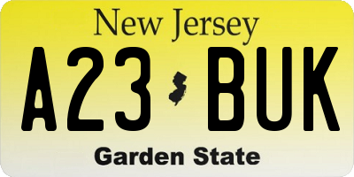NJ license plate A23BUK