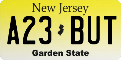 NJ license plate A23BUT