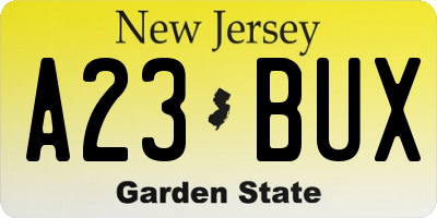 NJ license plate A23BUX