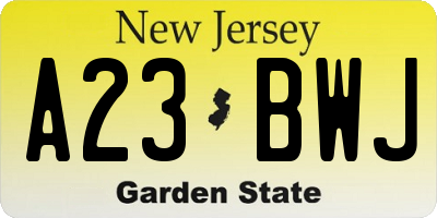 NJ license plate A23BWJ