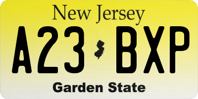 NJ license plate A23BXP
