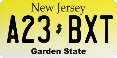 NJ license plate A23BXT
