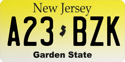 NJ license plate A23BZK