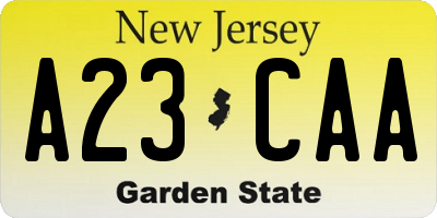 NJ license plate A23CAA