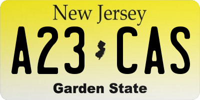 NJ license plate A23CAS