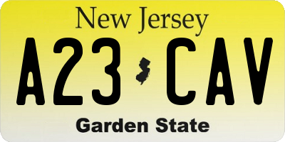 NJ license plate A23CAV