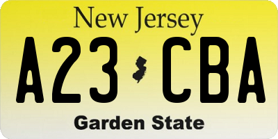 NJ license plate A23CBA