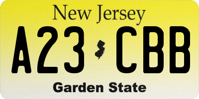 NJ license plate A23CBB