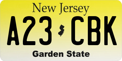 NJ license plate A23CBK