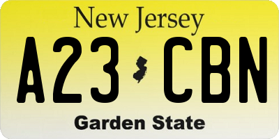 NJ license plate A23CBN