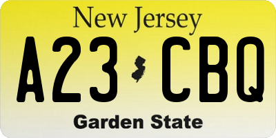 NJ license plate A23CBQ