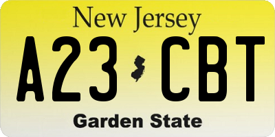 NJ license plate A23CBT