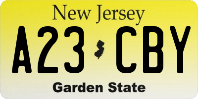 NJ license plate A23CBY