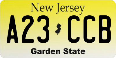 NJ license plate A23CCB