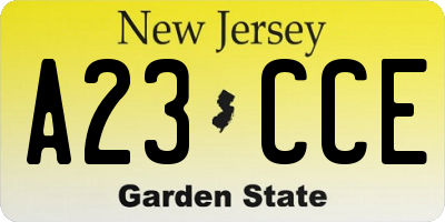 NJ license plate A23CCE