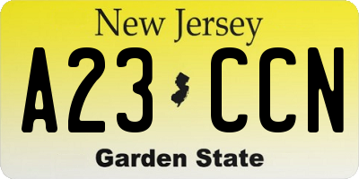 NJ license plate A23CCN