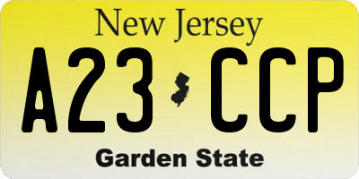 NJ license plate A23CCP
