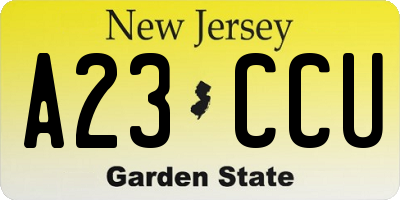 NJ license plate A23CCU
