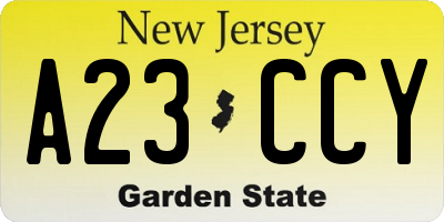 NJ license plate A23CCY