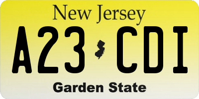 NJ license plate A23CDI