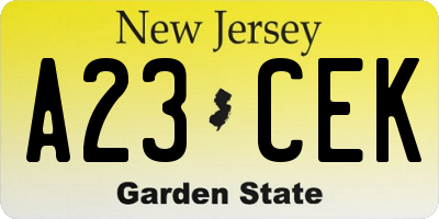 NJ license plate A23CEK