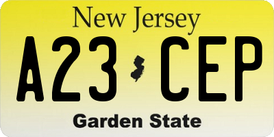 NJ license plate A23CEP