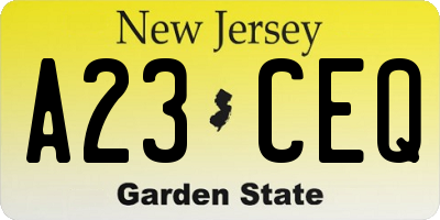 NJ license plate A23CEQ