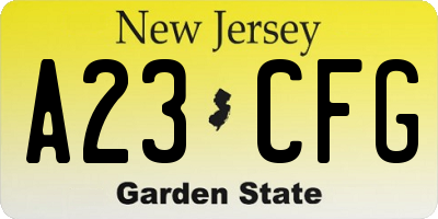 NJ license plate A23CFG