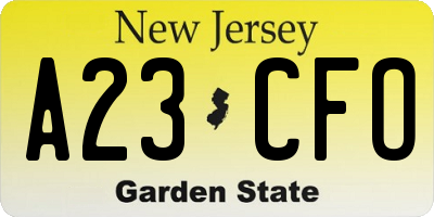 NJ license plate A23CFO