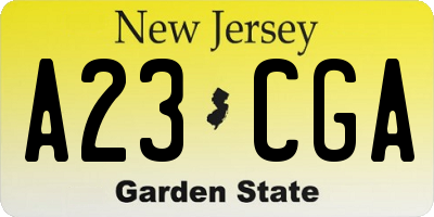 NJ license plate A23CGA