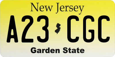 NJ license plate A23CGC
