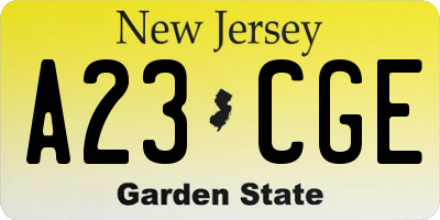NJ license plate A23CGE