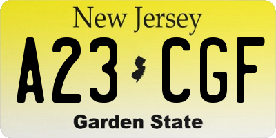 NJ license plate A23CGF