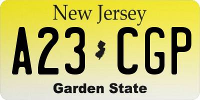 NJ license plate A23CGP