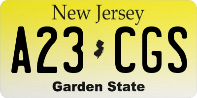 NJ license plate A23CGS