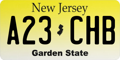 NJ license plate A23CHB
