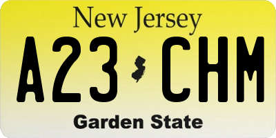 NJ license plate A23CHM
