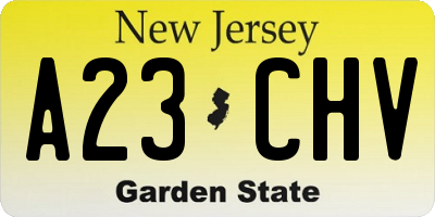 NJ license plate A23CHV