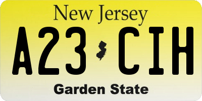 NJ license plate A23CIH