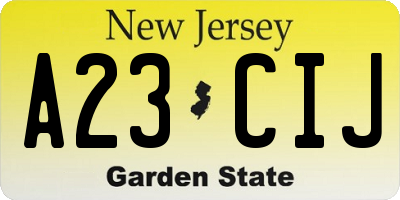 NJ license plate A23CIJ