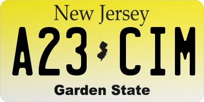 NJ license plate A23CIM
