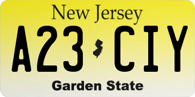 NJ license plate A23CIY