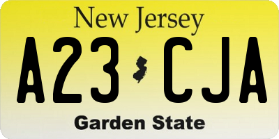NJ license plate A23CJA