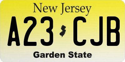 NJ license plate A23CJB