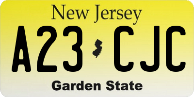 NJ license plate A23CJC