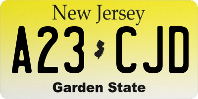 NJ license plate A23CJD