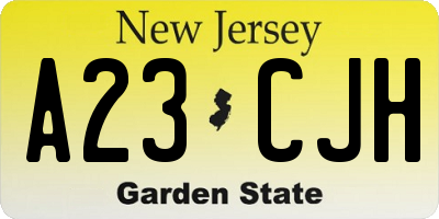 NJ license plate A23CJH