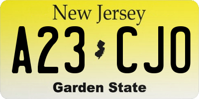 NJ license plate A23CJO