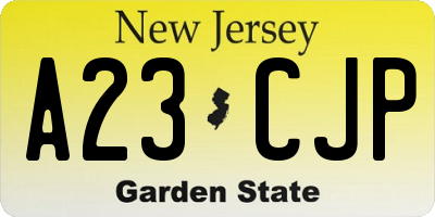 NJ license plate A23CJP