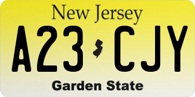 NJ license plate A23CJY